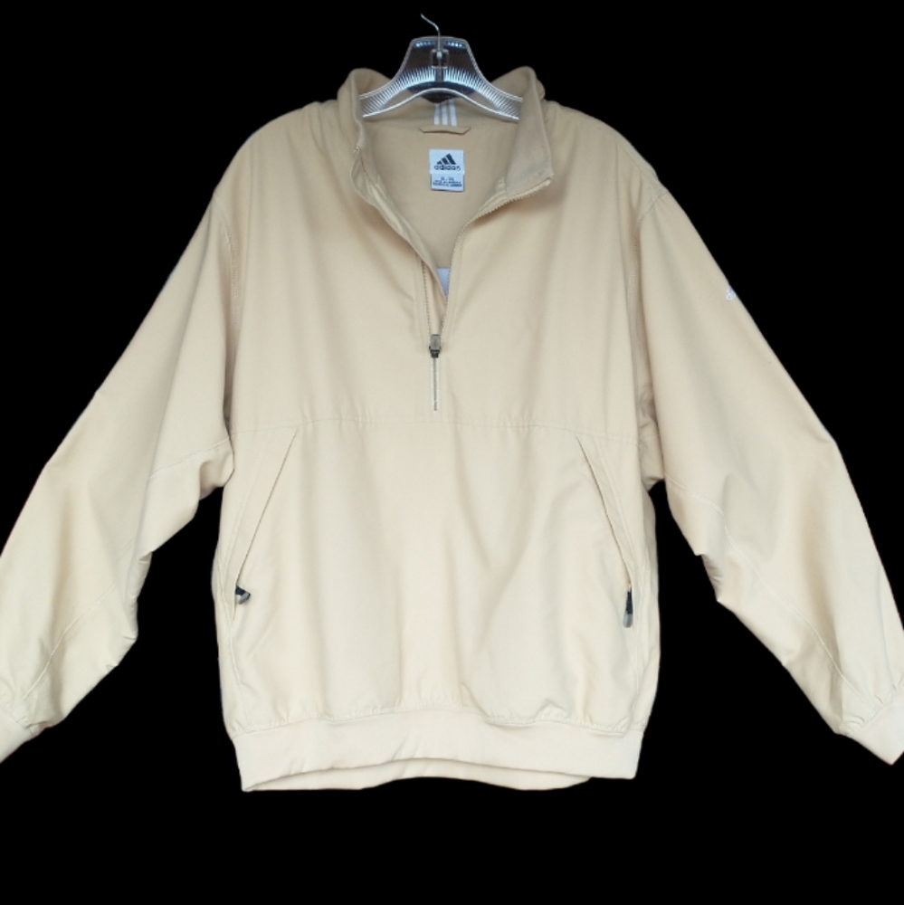 Men's Adidas Pullover 1/4 Zip Windbreaker Jacket Long Sleeve In Butter.